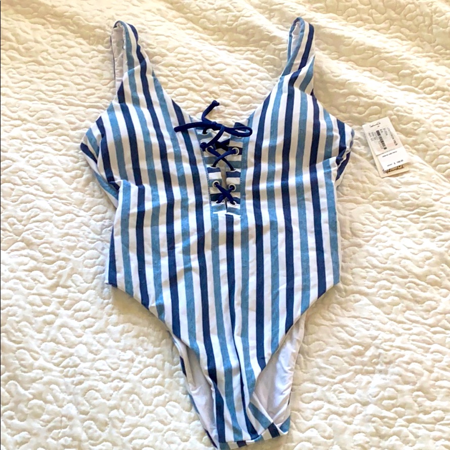 Nwt Striped Cheeky One Piece